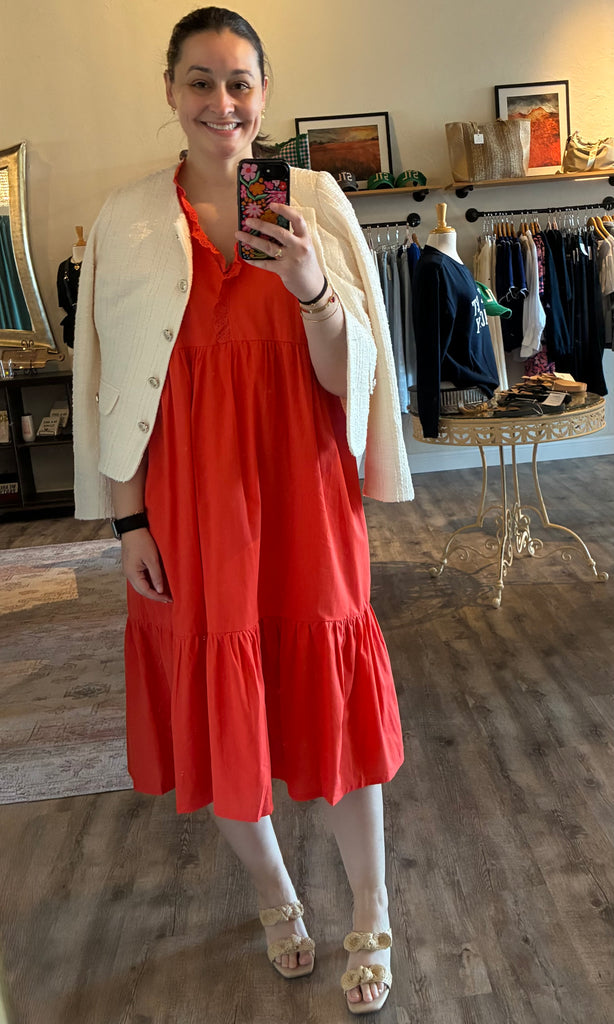 Lace Trim Midi Dress
