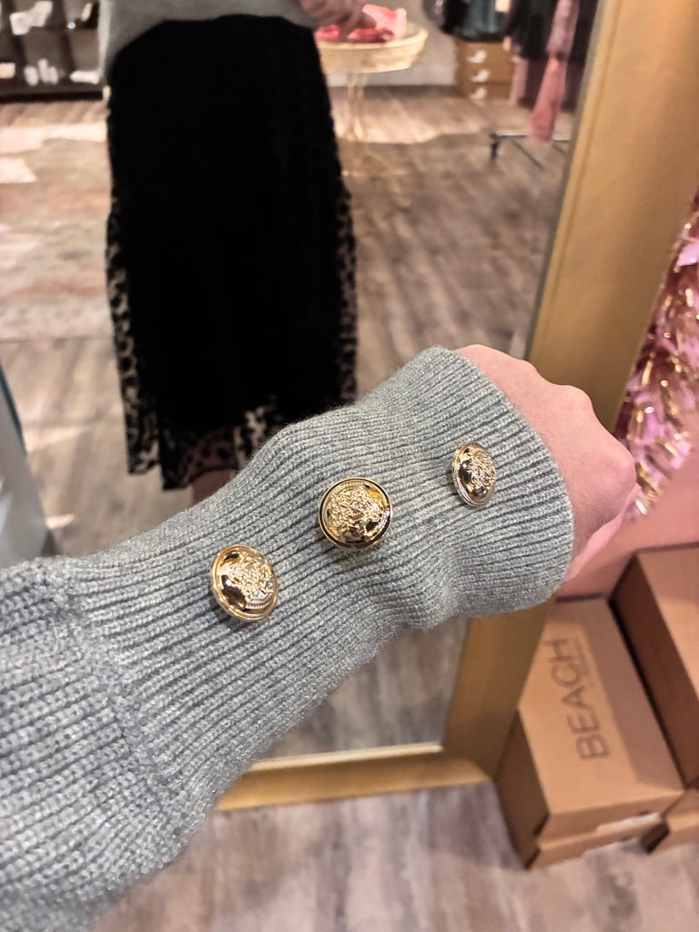 Button Sleeve Casual Sweater