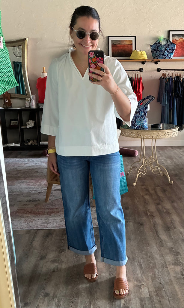 High Rise Wide Leg Cuff Jeans