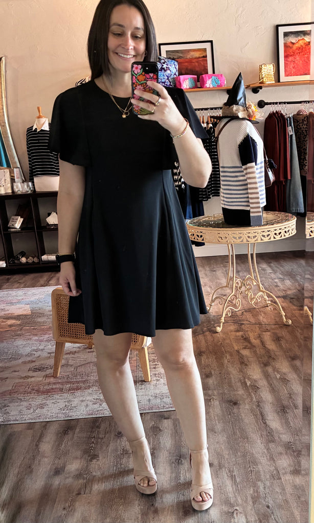 Ruffle Sleeve Swing Dress