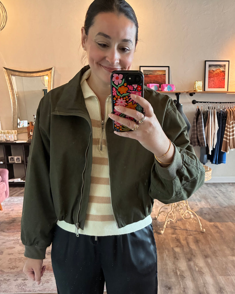 Mock Neck Zip Up Jacket