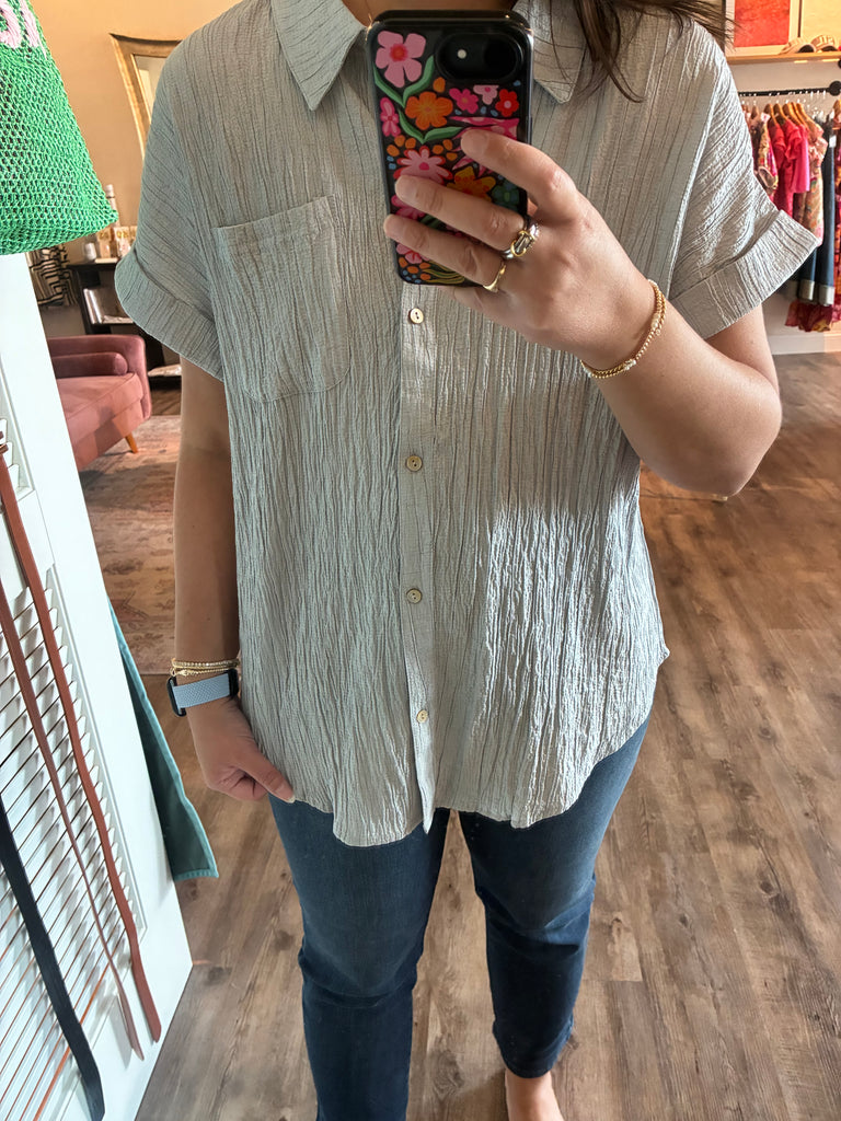 Dolman Sleeve Crinkled Top