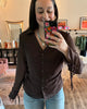 Collared V-Neck Button Up Top