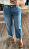 High Rise Wide Leg Cuff Jeans