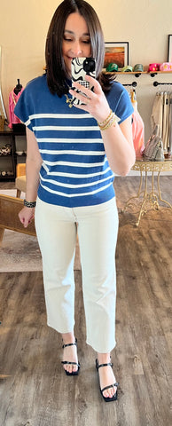 Striped Button Back Top